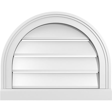 Ekena Millwork Round Top Surface Mount PVC Gable Vent: Functional, w/ 2"W x 2"P Brickmould Sill Frame, 20"W x 16"H GVPRT20X1603SF